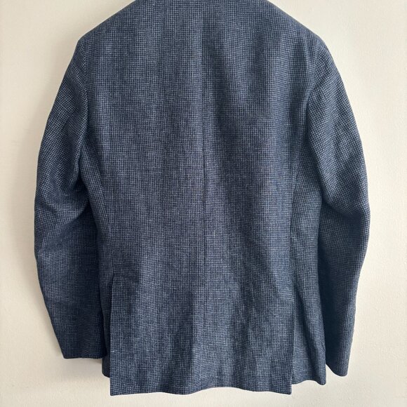 Gardo Bosman Unstructured Blue Houndstooth Wool Linen Sport Coat/ Blazer 38 - 40 - Picture 11 of 11